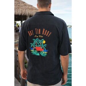 Vintage Burma Bibas Silk Shirt XL Hot Tin Roof Key West Embroidered Resort